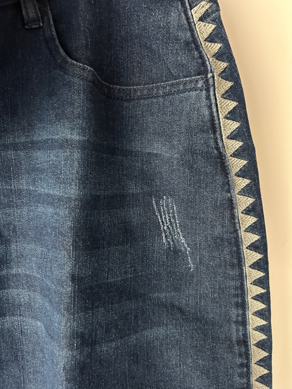 Agnes Orinda Denim Skirt with Side Trim - Picture 4 of 6